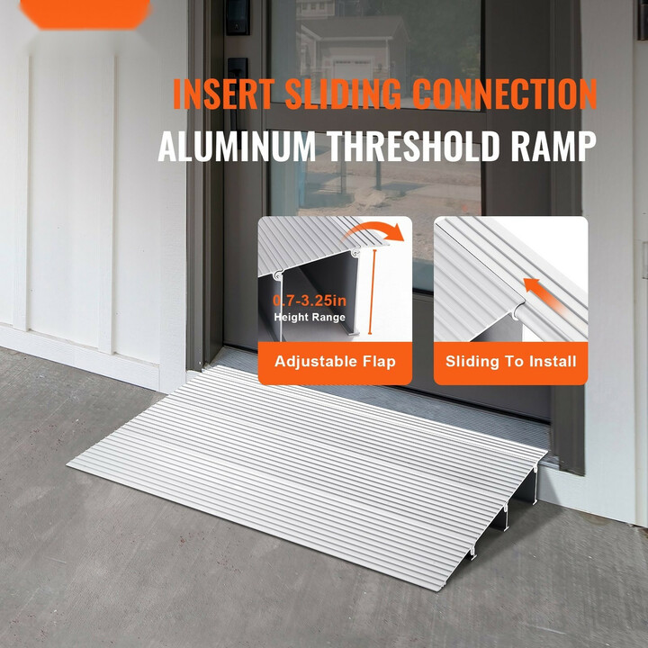 Alumiininen kynnysramppi 3 cm, kantavuus 362,8 kg, modulaarinen, pyörätuoleille ja skoottereille
