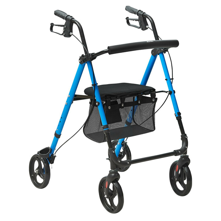 Alumiininen rollaattori aikuisille ja senioreille, kokoontaitettava, 8" pyörät, sininen/musta, malli FBL427111