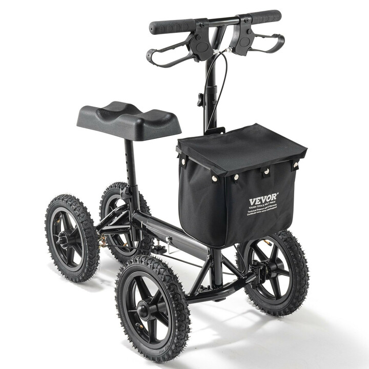 Taitettava polvipyörä HFK-9277KD, alumiinia, säädettävä, ilmakumirenkaat 30,5 cm, max 160 kg, musta