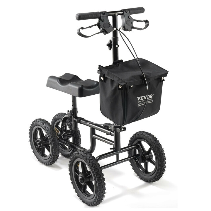 Taittuva polviskootteri HFK-9225G-12, 12” ilmakumirenkaat, musta, teräs, kantavuus 160 kg