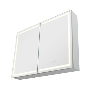Seinäkiinnitteinen lääkekaappi peilillä 60 x 80 cm kolmivärinen himmennettävä LED valaistus integroidulla pistorasialla