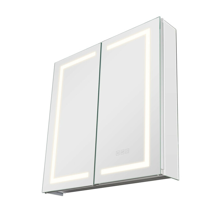 LED valaistu peilikaappi kylpyhuoneeseen 650x125x650 mm kosketusohjaus huurteenpoisto