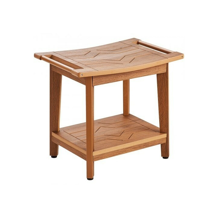 Poly Lumber suihkupenkki WS-SS2-01 530 x 355 x 470 mm säilytystaso säädettävät jalat teak