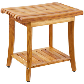 Teak-suihkupenkki B3500 säilytyshyllyllä 500 x 363 x 455 mm 180 kg kantavuus