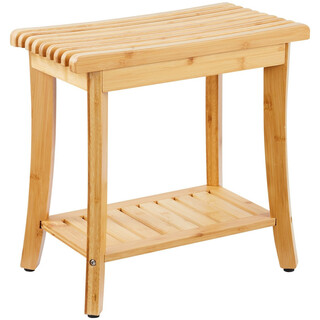 Bambuinen suihkupenkki B3502 485 x 288 x 465 cm 2-tasoinen luonnollinen bambu